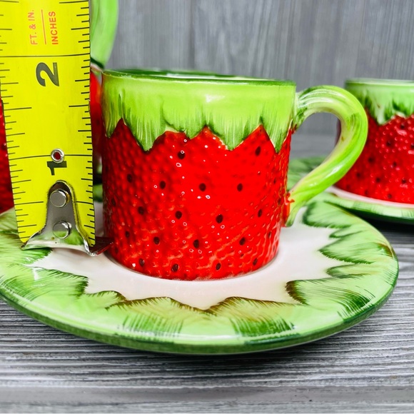 Gift Ideas Creation Strawberry Espresso coffee Tea Set 14 cups saucers pot sugar - Picture 7 of 16